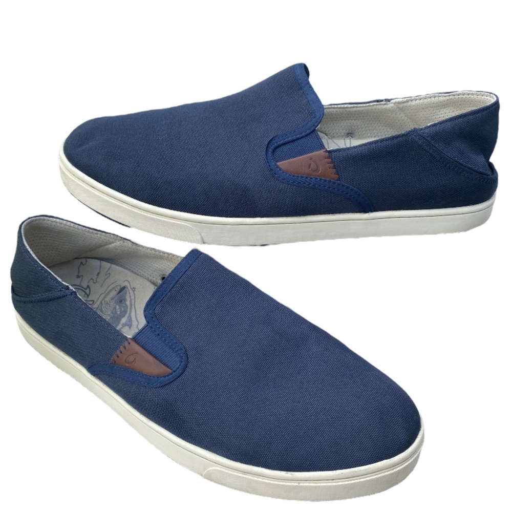 OluKai Kahu Slip-On Drop-In Heel Shoes Men's 12 Navu Blue Off White Marine shoes